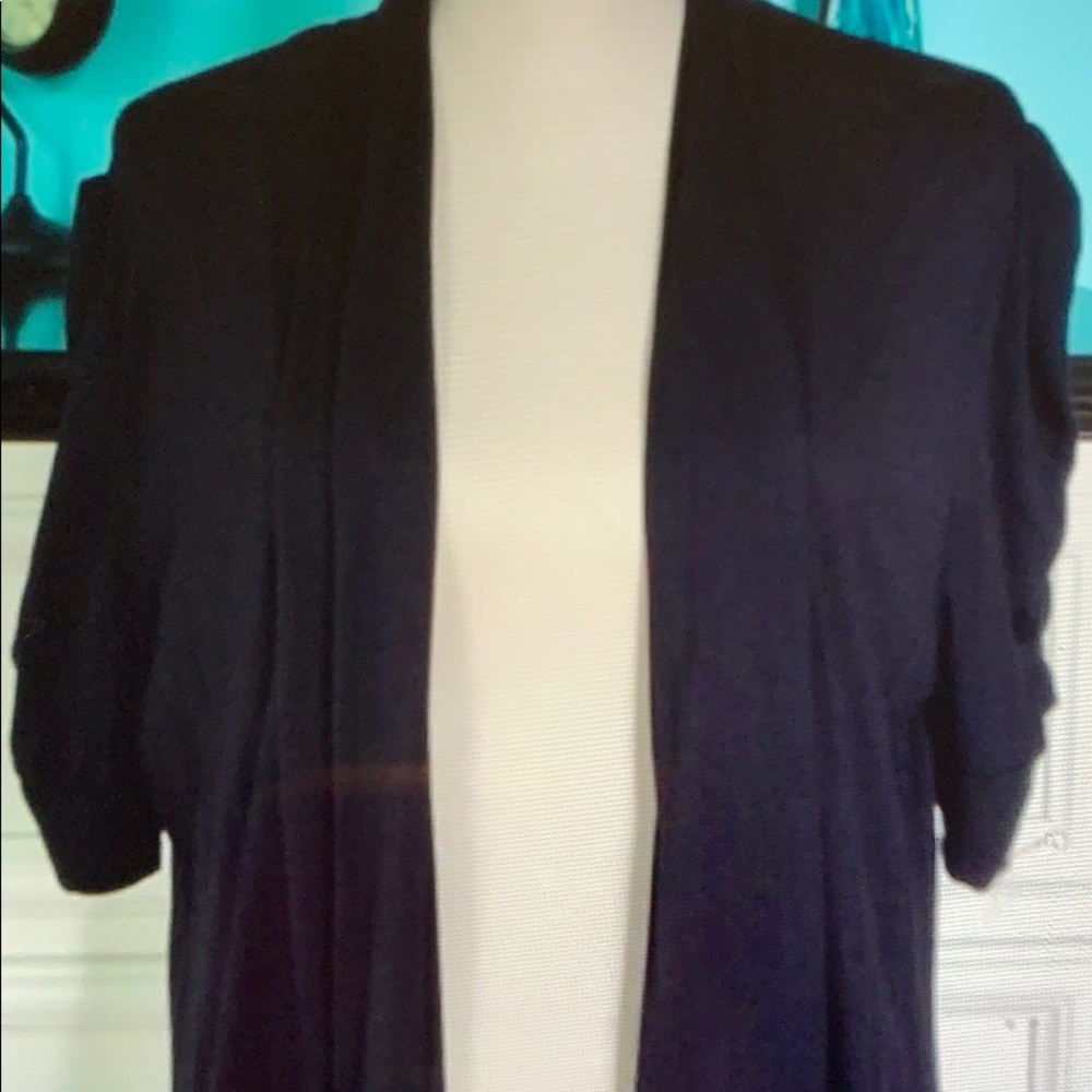 Ambiance Apparel Ruched Short Sleeve Jacket